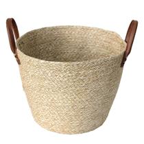 Cesto de Fibra Natural Mocca C/ Alça Ø33x28cm p/ Organização Decoração 3011
