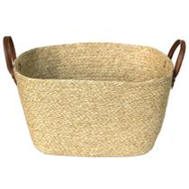 Cesto de Fibra Natural Mocca G C/ Alça 36x27x20cm p/ Organização Decoração 3023