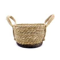 Cesto de Fibra Natural Seagrass Com Fundo Preto 13,5x21x23 cm E02 - D'Rossi Cesto de Fibra Natural Seagrass Com Fundo Preto 13,5x21x23 cm E02 - D'Rossi