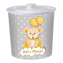 Cesto De Lixo 6 Litros Redondo Com Tampa Ursinho Branco Lixeira Para Quarto Infantil De Criança