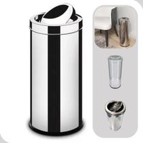 Cesto de Lixo Aço Inox Com Tampa Lixeira 16 Litro Martinazzo