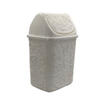 Cesto de Lixo Basculante 4,5L Cor Branco Com Renda Floral Cesto de Lixo Basculante 4,5L Cor Branco Com Renda Floral