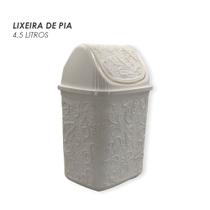 Cesto de Lixo Basculante Renda Floral 4,5 litros Branco