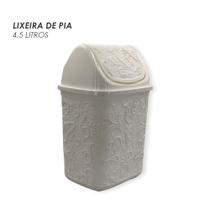 Cesto de Lixo Basculante Renda Floral Branco - 4,5 Litros: Elegância e Organização