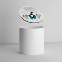 Cesto De Lixo Branco Decorado Com Borboleta Azul