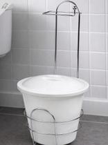 Cesto De Lixo Com Suporte Para Papel Higienico 5,5 Litros Compacto Pratico Para Banheiros Cores Branco e Preto