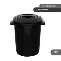 Cesto de Lixo Com Tampa Alças Roupa Limpa ou Suja 30 litros Preto