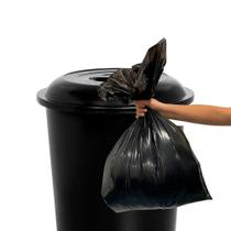 Cesto De Lixo Com Tampa Preta 53l Lixeira Fechada Grande