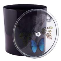 Cesto de Lixo Decorado Preto com Borboleta Azul