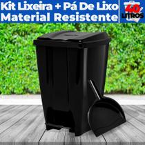 Cesto De Lixo Lixeira 40 Litros C/ Pedal E Tampa + Pá De Lixo Material Resistente