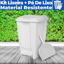 Cesto De Lixo Lixeira 7 Litros C/ Pedal E Tampa + Pá De Lixo Branco