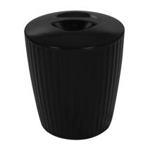 Cesto De Lixo Preto 5 Litros Lixeira Groove Para Banheiro Cozinha Lavabo Quarto Multiuso Com Tampa De Pegar