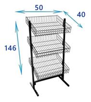 Cesto de Oferta Triplo - 50 x 142 x 70 cm Cor Do Produto Epoxi:Preto