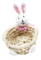 Cesto De Palha Com Coelhinho Para Decoração Lembrancinha Páscoa Cesto De Palha Com Coelhinho Para Decoração Lembrancinha Páscoa