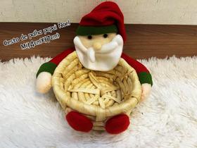 Cesto de Palha Papai Noel - Decoração de Natal