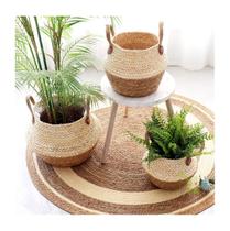 Cesto De Palha Para Decoração 3 Unidades Natural Vaso Flores