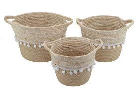 Cesto de Palha Rustico Organizador e Decorativo Partna 4027BE