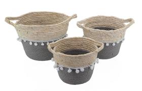 Cesto de Palha Rustico Organizador e Decorativo Partna 4027CZ