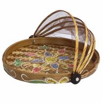 Cesto De Pão Bambu Redondo Caramelo 24.5Cm