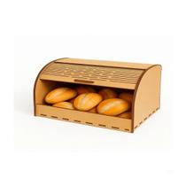 Cesto de Pão em MDF Cru com Tampa Deslizante PortaPães Decorativo e Funcional para Cozinha MDF 3mm com Acabamento a Laser