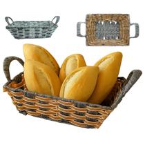 Cesto de Pão Frutas Trançado Vime Retangular Cesto de Pão Frutas Trançado Vime Retangular