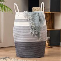 Cesto de ropa Fiona mágico 105L tejido alto gris
