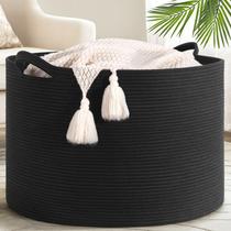 Cesto de Ropa Goodpick 60x40 cm con Cuerda de Algodón 115L Negro