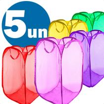 Cesto de Roupa 30x30 Dobrável Infantil Casa Quarto Banheiro Organizador Kit Com 5