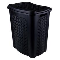 Cesto de Roupa 45L com Tampa Ratan Preto 3UD 453
