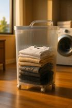 Cesto de Roupa Acrílico com Rodízios Mobilidade Total e Estilo Premium