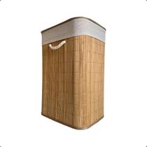 Cesto de Roupa Bambu Bege com Tampa 70 Litros