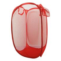 Cesto de Roupa Colorido Dobrável Poliéster 56cm Vermelho