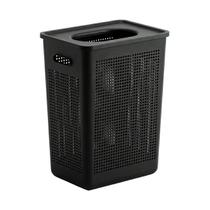 Cesto de Roupa Com Tampa Plástico 38 Litros Flow Lavanderia Banheiro Preto Fosco - CFW2100PTF Ou Cesto de Roupa Com Tampa Plástico 38 Litros Flow Lavanderia Banheiro Preto Fosco - CFW2100PTF Ou