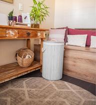 CESTO DE ROUPA DE BAMBU CL1414 HIMALAIA 48l 35 DIÂM X 50CM CINZA