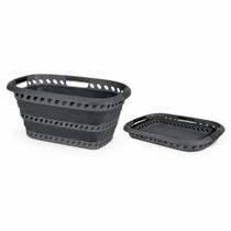 Cesto de roupa dobrável Laundry 360 40 L portátil cinza