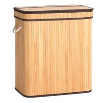Cesto De Roupa Duplo De Bambu Com Tampa 32X52X60Cm - Mimo Cesto De Roupa Duplo De Bambu Com Tampa 32X52X60Cm - Mimo