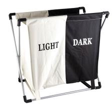 Cesto De Roupa Duplo Dobrável Branca E Preto De Lavanderia