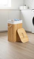 Cesto de Roupa em Bambu Retangular com Tampa 60x40cm Cesto de Roupa em Bambu Retangular com Tampa 60x40cm