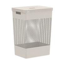 Cesto de Roupa Grid Bege 49 L com Tampa 38 x 28 x 55,2 cm Ou