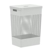 Cesto de Roupa Grid Branco Oceano 49 L com Tampa 38 x 28 x 55,2 cm Ou