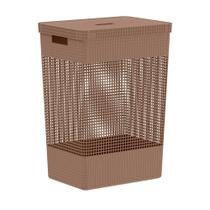 Cesto De Roupa Grid Marrom Amêndoa 49 L Com Tampa 38 X 28 X 55,2 Cm Ou Cesto De Roupa Grid Marrom Amêndoa 49 L Com Tampa 38 X 28 X 55,2 Cm Ou