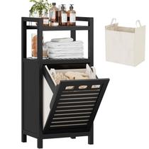 Cesto de Roupa Homykic de Bambu com Abertura Inclinada 96 cm Preto