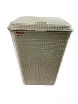 Cesto De Roupa Lixo Telado Com Tampa 72 Litros Rattam Branco