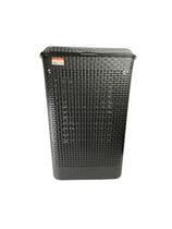 Cesto De Roupa Lixo Telado Com Tampa 72 Litros Rattam Cor Preto
