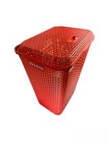 Cesto De Roupa Lixo Telado Com Tampa 72 Litros Rattam Vermelho