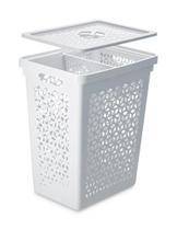 Cesto De Roupa Multiuso 55l C/tampa + Cestinho P/prendedor - Branco