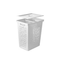 Cesto de Roupa Multiuso Tampa e Cesta Interna Branco 55L - UZ