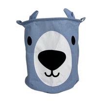 Cesto de Roupa Organizador Brinquedos Infantil Urso 50L Azul