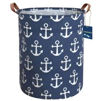 Cesto de roupa para crianças Sanjiaofen Navy Blue Anchor 50x40 cm Cesto de roupa para crianças Sanjiaofen Navy Blue Anchor 50x40 cm