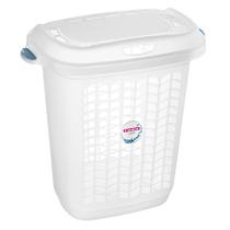 Cesto de Roupa Plástico 46,4 Litros com Tampa Lavanderia Banheiro Branco -- 265 Sanremo